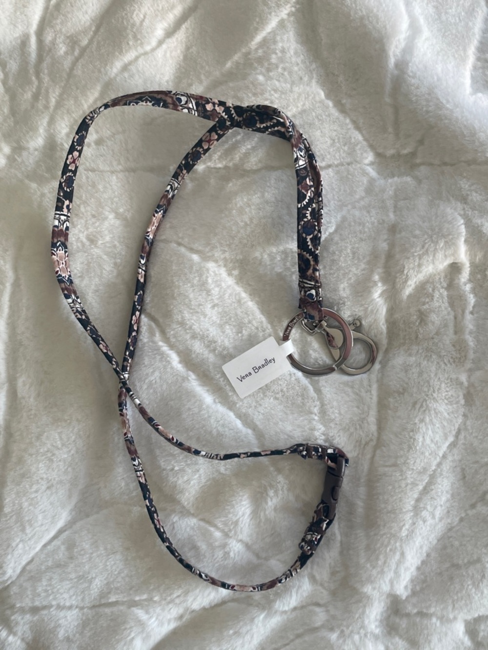 Vera Bradley Mahogany Medallion Breakaway Lanyard - Brown, Cream, Black